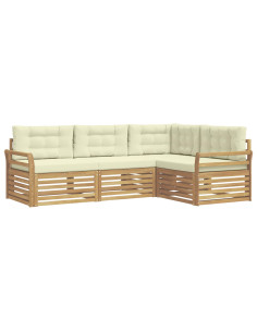 Set di divani da esterno 4 pcs Bianco e Crema 2