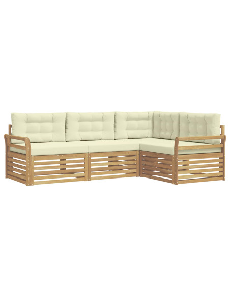 Set di divani da esterno 4 pcs Bianco e Crema