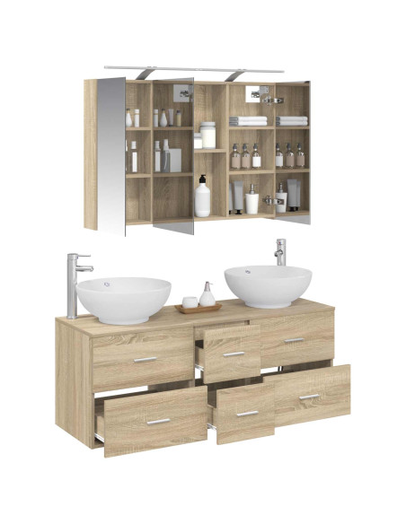 Set di mobili per il bagno 4 pcs Rovere Sonoma