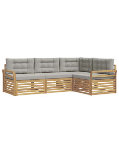 Set di divani da esterno 4 pcs Bianco e Grigio Chiaro 2