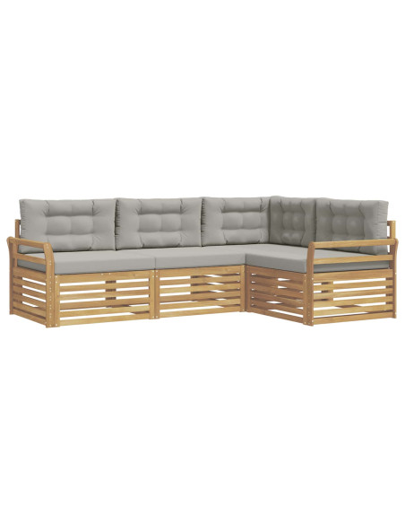 Set di divani da esterno 4 pcs Bianco e Grigio Chiaro