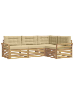 Set di divani da esterno 4 pcs Bianco e Beige 2