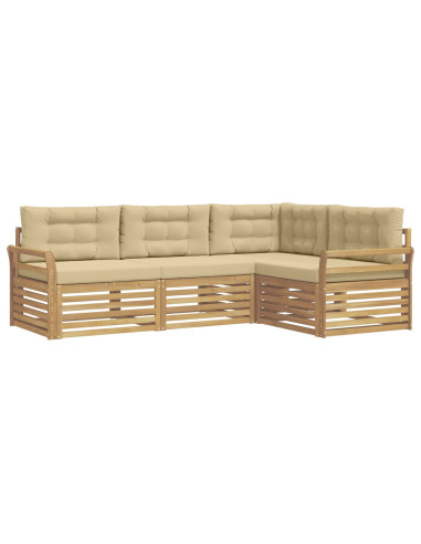Set di divani da esterno 4 pcs Bianco e Beige