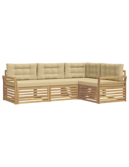 Set di divani da esterno 4 pcs Bianco e Beige