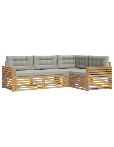 Set di divani da esterno 4 pcs Bianco e Grigio Chiaro