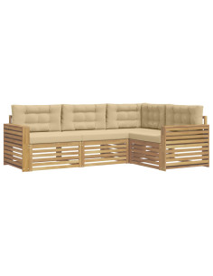 Set di divani da esterno 4 pcs Bianco e Beige 2