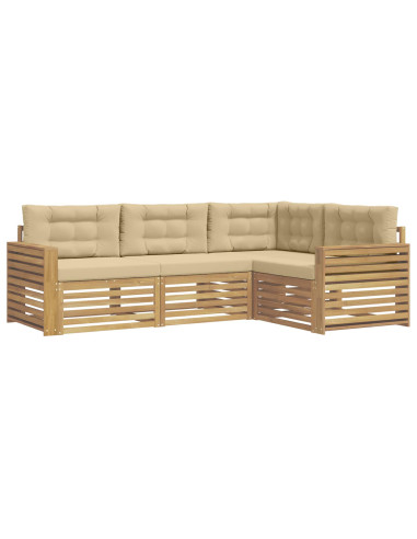 Set di divani da esterno 4 pcs Bianco e Beige