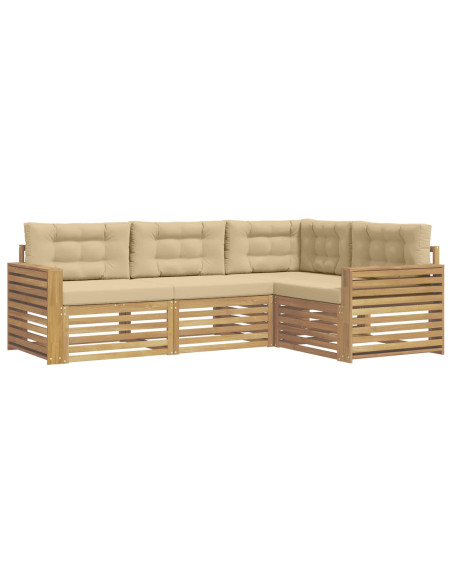 Set di divani da esterno 4 pcs Bianco e Beige