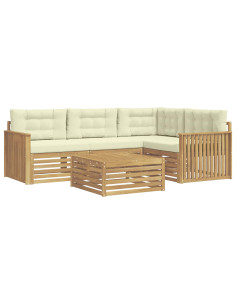 Set di divani da esterno 5 pcs Bianco e Crema 79 x 79 x 37 cm 2