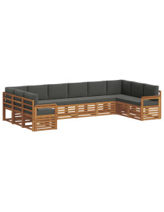 Set divani 10 pcs Naturale e Antracite Legno di Acacia Massello 2