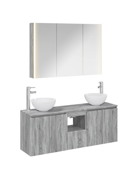 Set di Armadi da Bagno 4 pcs Sonoma grigio 103,5 x 15,5 x 70 cm