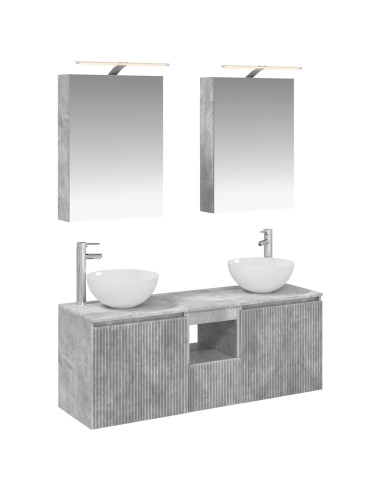 Set di Armadi da Bagno 5 pcs Grigio Cemento 50 x 14,5 x 70 cm