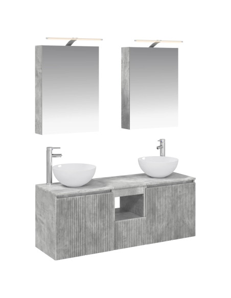 Set di Armadi da Bagno 5 pcs Grigio Cemento 50 x 14,5 x 70 cm