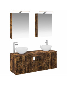 Set di Armadi da Bagno 5 pcs Rovere Fumo 50 x 14,5 x 70 cm