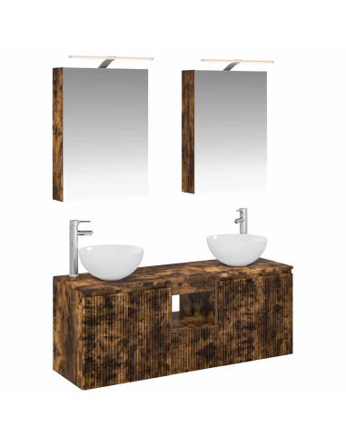 Set di Armadi da Bagno 5 pcs Rovere Fumo 50 x 14,5 x 70 cm