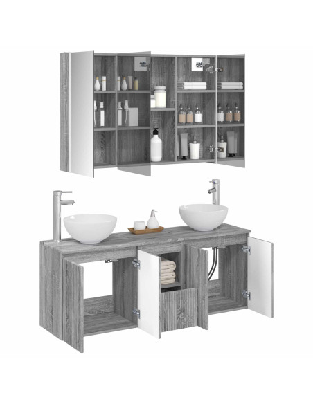 Set di Armadi da Bagno 4 pcs Sonoma grigio 103,5 x 15,5 x 70 cm