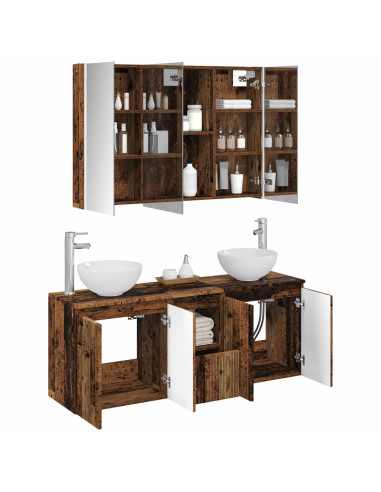 Set di Armadi da Bagno 4 pcs Legno antico 103,5 x 15,5 x 70 cm