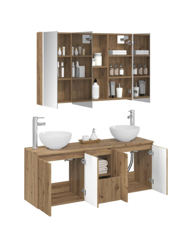 Set di Armadi da Bagno 4 pcs Rovere Artigianale
