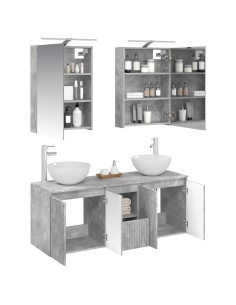 Set di Armadi da Bagno 5 pcs Grigio Cemento 50 x 14,5 x 70 cm 2
