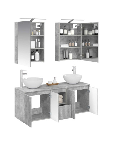 Set di Armadi da Bagno 5 pcs Grigio Cemento 50 x 14,5 x 70 cm