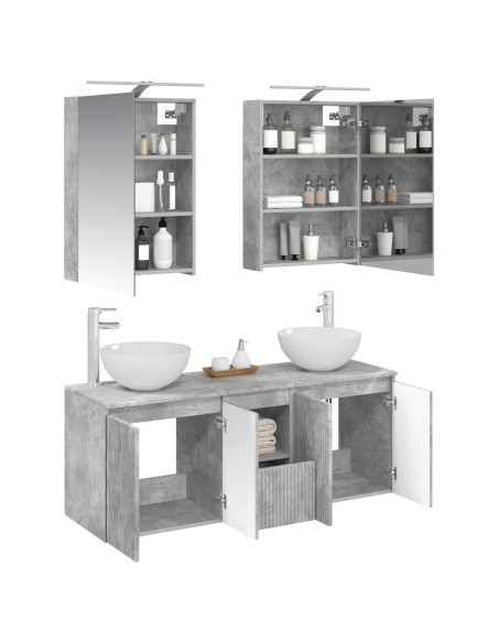 Set di Armadi da Bagno 5 pcs Grigio Cemento 50 x 14,5 x 70 cm