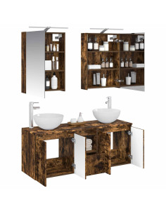 Set di Armadi da Bagno 5 pcs Rovere Fumo 50 x 14,5 x 70 cm 2