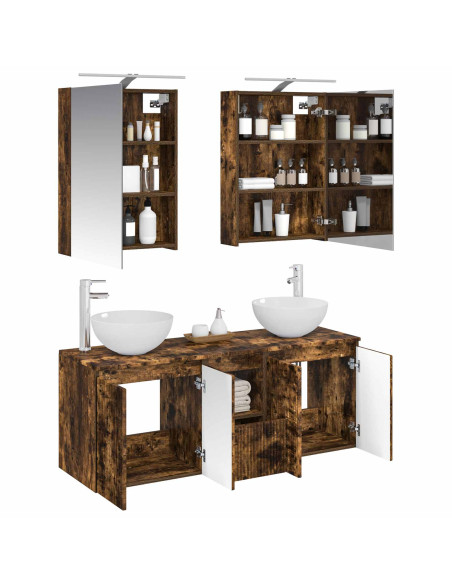 Set di Armadi da Bagno 5 pcs Rovere Fumo 50 x 14,5 x 70 cm