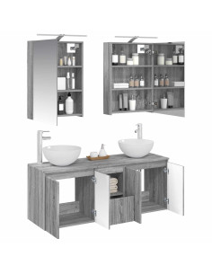 Set di Armadi da Bagno 5 pcs Sonoma grigio 50 x 14,5 x 70 cm 2