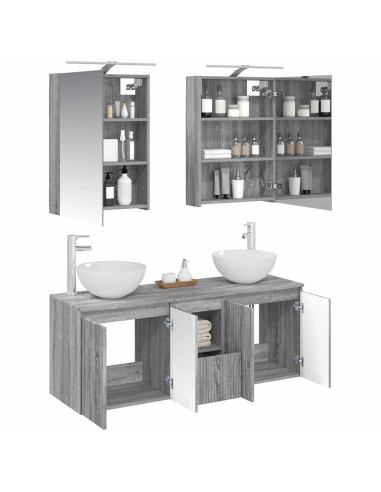 Set di Armadi da Bagno 5 pcs Sonoma grigio 50 x 14,5 x 70 cm