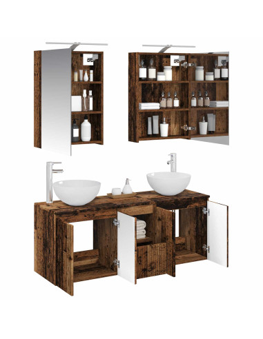 Set di Armadi da Bagno 5 pcs Legno antico 50 x 14,5 x 70 cm
