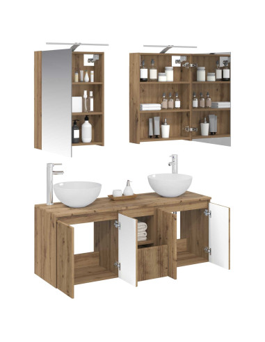 Set di Armadi da Bagno 5 pcs Rovere Artigianale