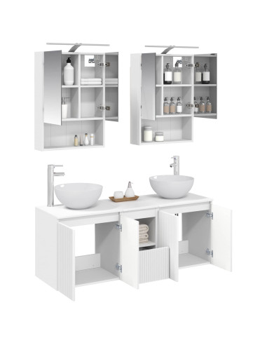 Set di Armadi da Bagno 5 pcs Bianco 50 x 14,5 x 70 cm