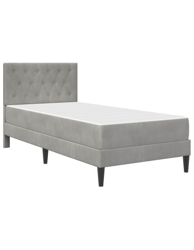 Struttura letto con materasso Grigio chiaro 90 x 190 cm Velluto