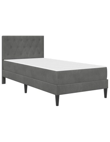 Struttura letto con materasso Grigio scuro 90 x 190 cm Velluto