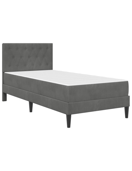 Struttura letto con materasso Grigio scuro 90 x 190 cm Velluto