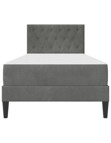 Struttura letto con materasso Grigio scuro 90 x 190 cm Velluto