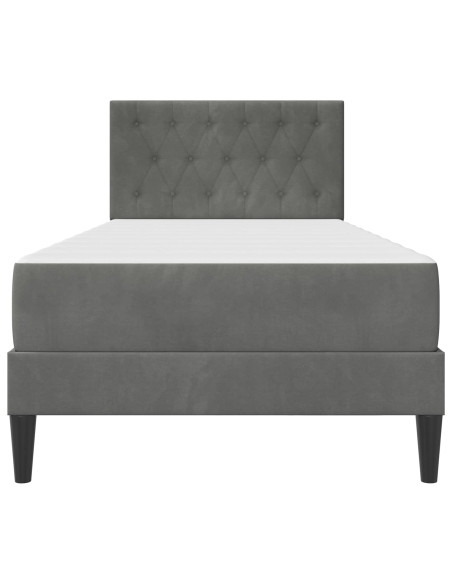 Struttura letto con materasso Grigio scuro 90 x 190 cm Velluto