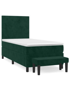Giroletto a Molle con Materasso Verde Scuro 90x190 cm Velluto