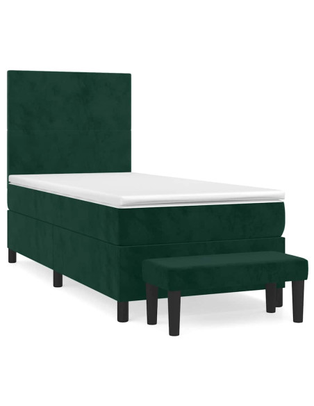 Giroletto a Molle con Materasso Verde Scuro 90x190 cm Velluto