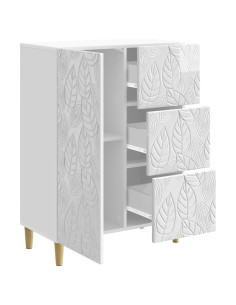 Credenza Bianco Lucido 66 x 34,5 x 90 cm Legno ingegnerizzato 2