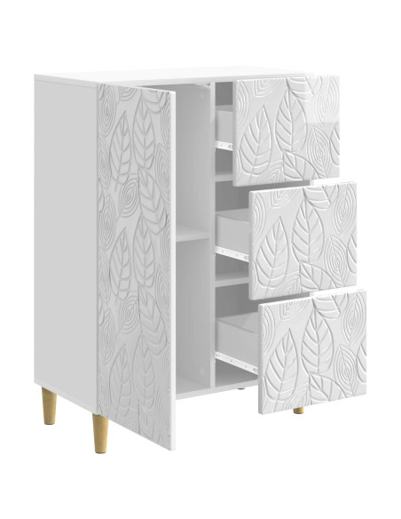 Credenza Bianco Lucido 66 x 34,5 x 90 cm Legno ingegnerizzato