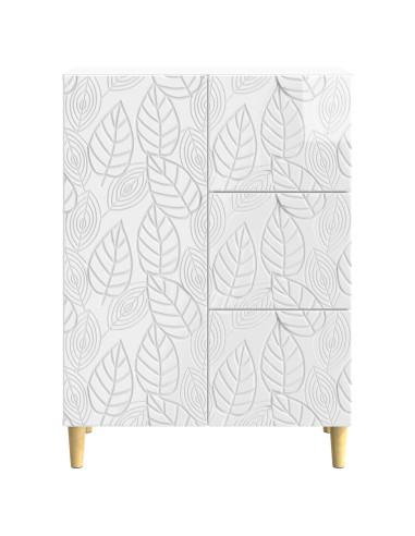 Credenza Bianco Lucido 66 x 34,5 x 90 cm Legno ingegnerizzato