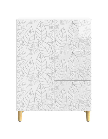 Credenza Bianco Lucido 66 x 34,5 x 90 cm Legno ingegnerizzato