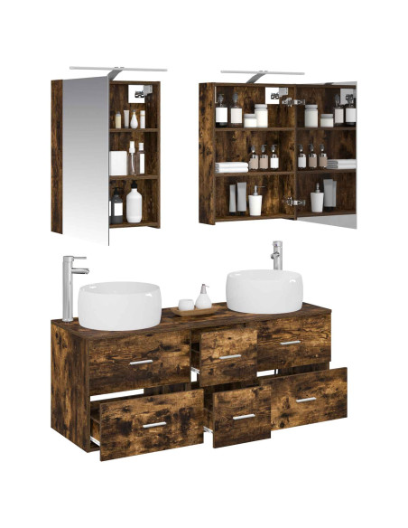 Set di mobili per il bagno 5 pcs Rovere Fumo