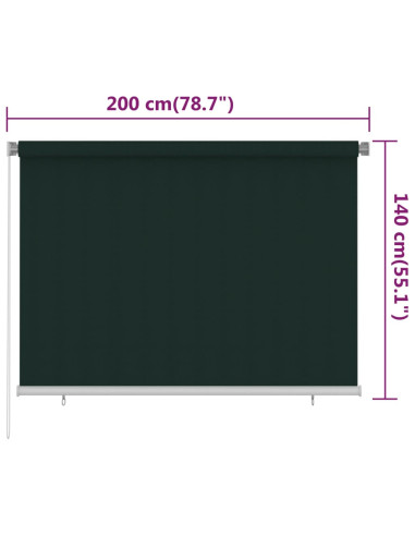 Tenda a Rullo per Esterni 200x140 cm Verde Scuro HDPE