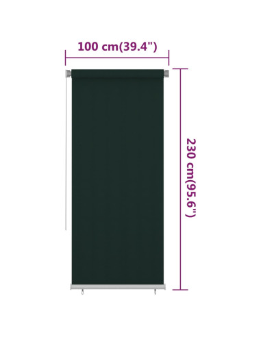 Tenda a Rullo per Esterni 100x230 cm Verde Scuro HDPE