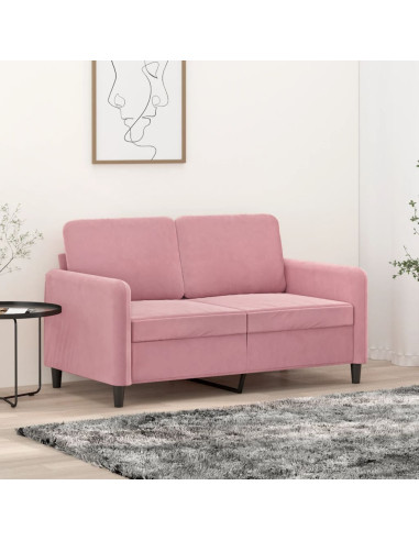 Divano a 2 Posti Rosa 120 cm in Velluto