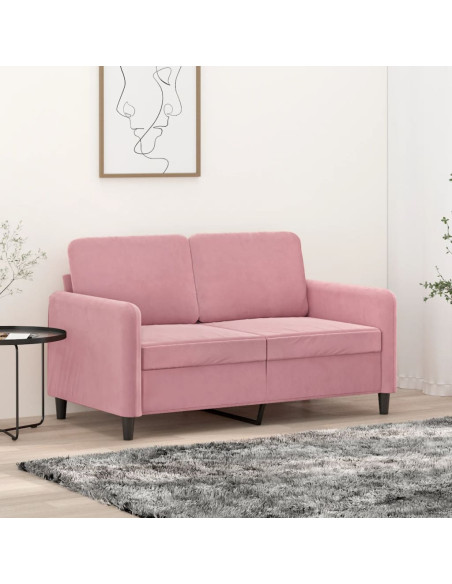 Divano a 2 Posti Rosa 120 cm in Velluto