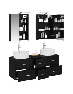 Set di mobili per il bagno 5 pcs Rovere Nero 2