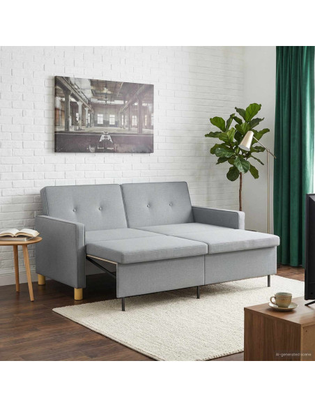 Divano Letto Estraibile Verde chiaro Tessuto